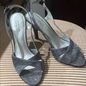 Michele Women's Glittery Black Strappy Heels 8 1/2 M